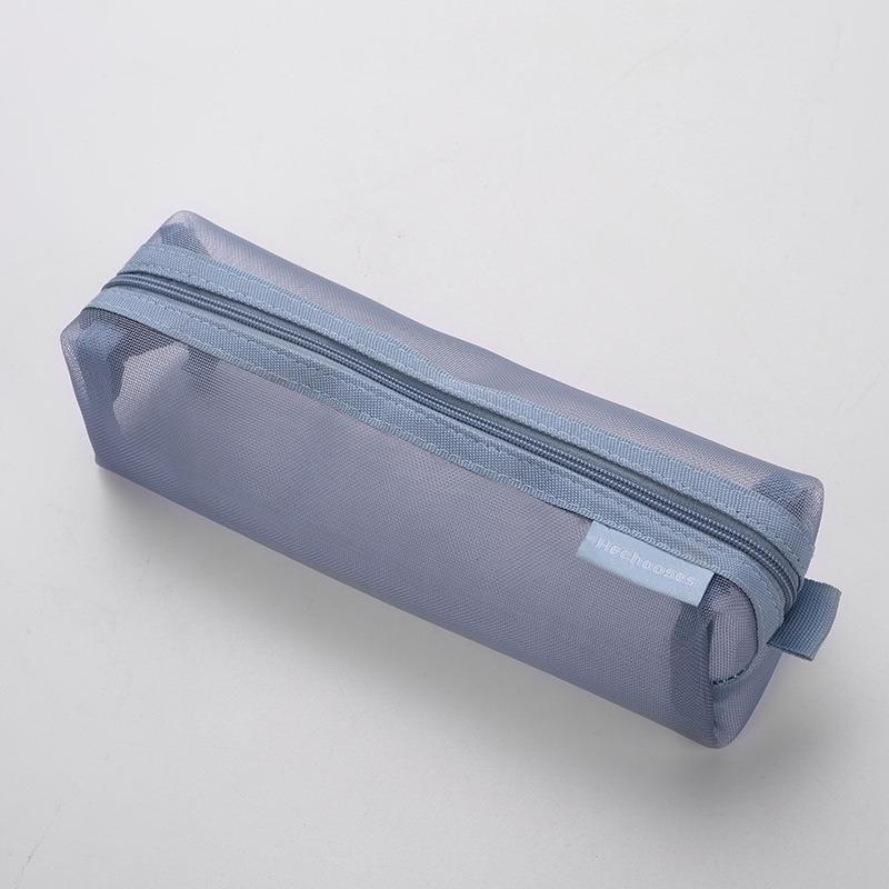 Translucent Simple Mesh Pen Bag Student Exam Stationery Bag Large Capacity Portable Stationery Storage Bag Study Supplies