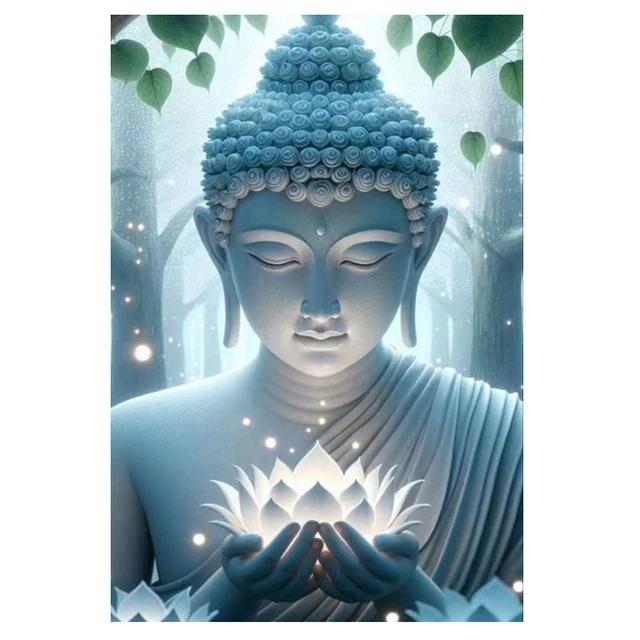 5D Diy Diamond Embroidery Buddha and Flower Picture Full Drill Diamond Painting Needleworks Cross Stitch Home Decor J3733