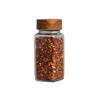 Acacia Wood Lid Square Glass Spice Jars (Set of 2)