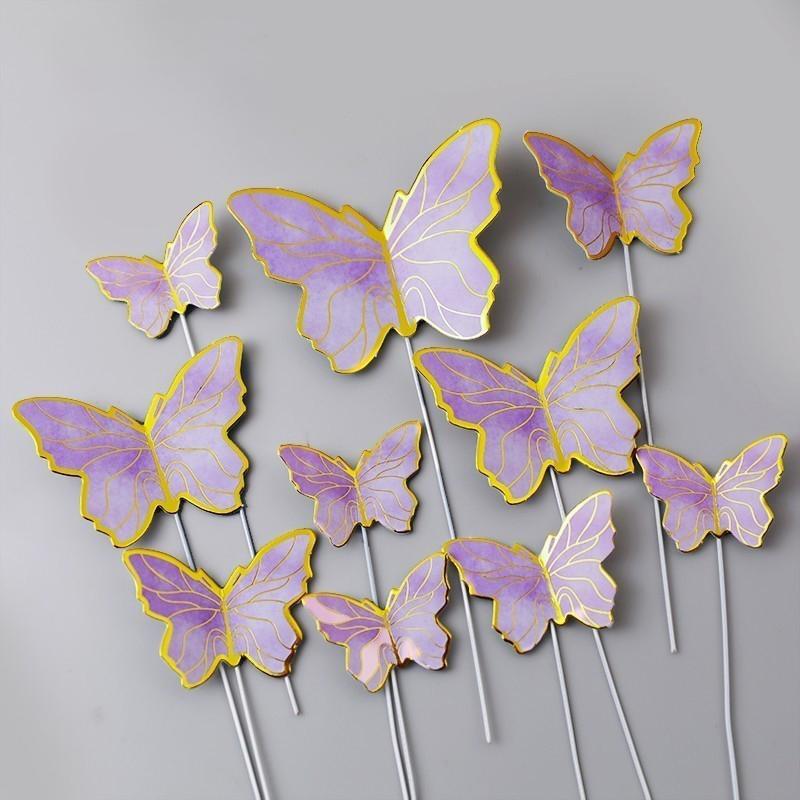 30Pcs Butterfly Cake Toppers Princess Girl Wedding Happy Birthday Party Decor Dessert Cake Decor Butterfly