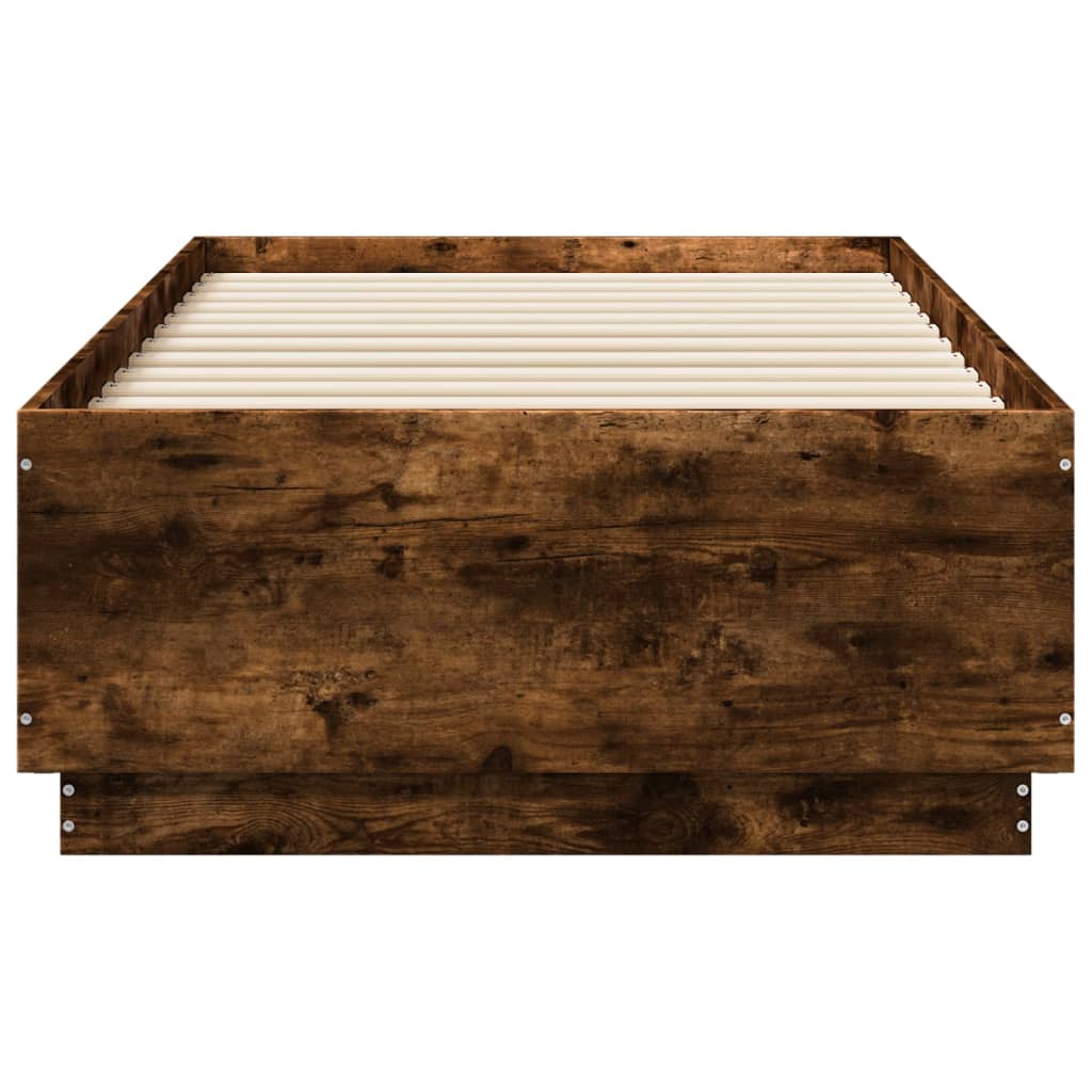 Bed Frame Smoked Oak 90 X 190 Cm Wood Based Material