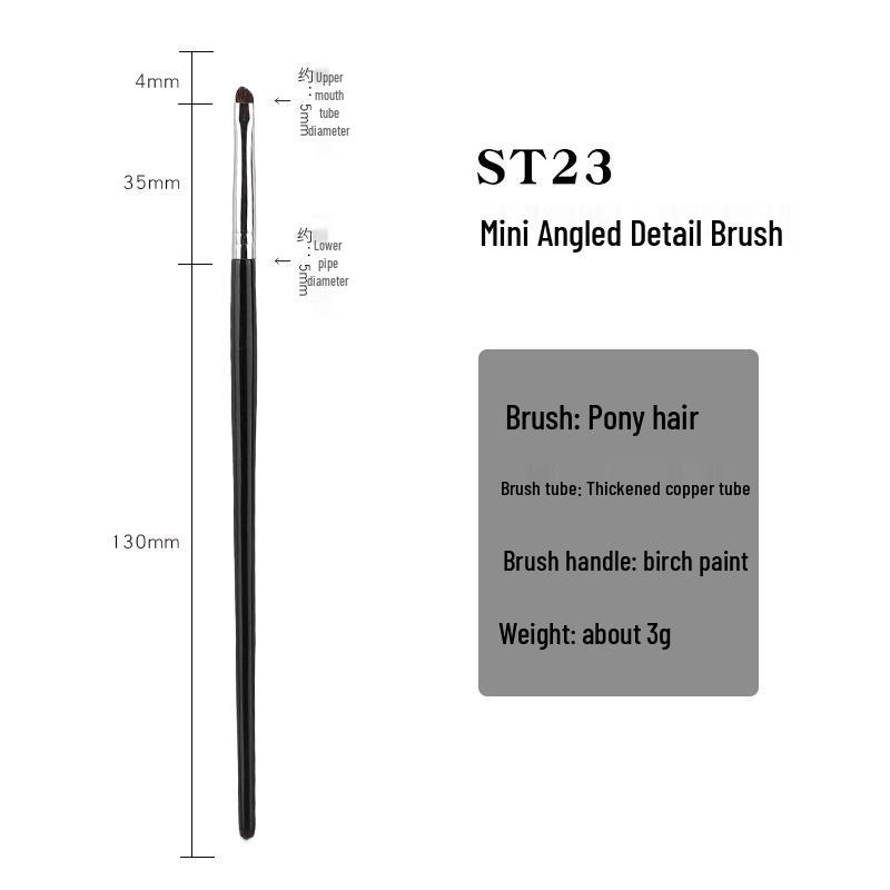 Beveled Pony Hair Detail Brush for Eyeliner, Eyeshadow, Under-Eye Blending.