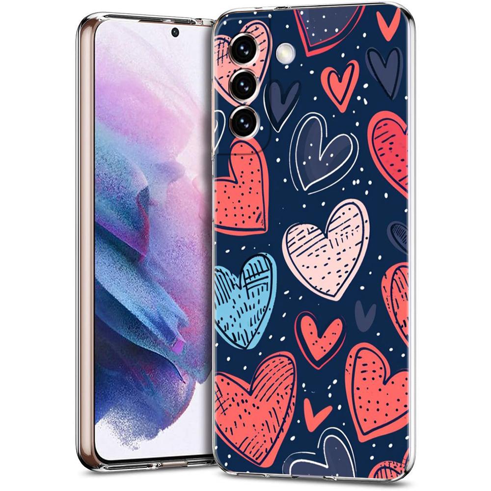Colorful Love Heart Phone Case For Samsung Galaxy S24 Ultra S23 FE S22 S20 S21 5G S10 S9 Plus S10E S8 Soft Silicone Clear Cover