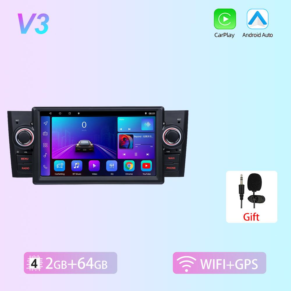 Автомобильное радио REAKOSOUND Android 12 для Fiat Linea Grande Punto 2007-2012 1Din Carplay, навигация, мультимедийный плеер, стерео головное устройство 8163-7  -2+64