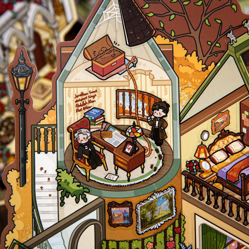 Detective Series Landscape Flat Stickers European Style Miniature Scene DIY Decompression Sticker