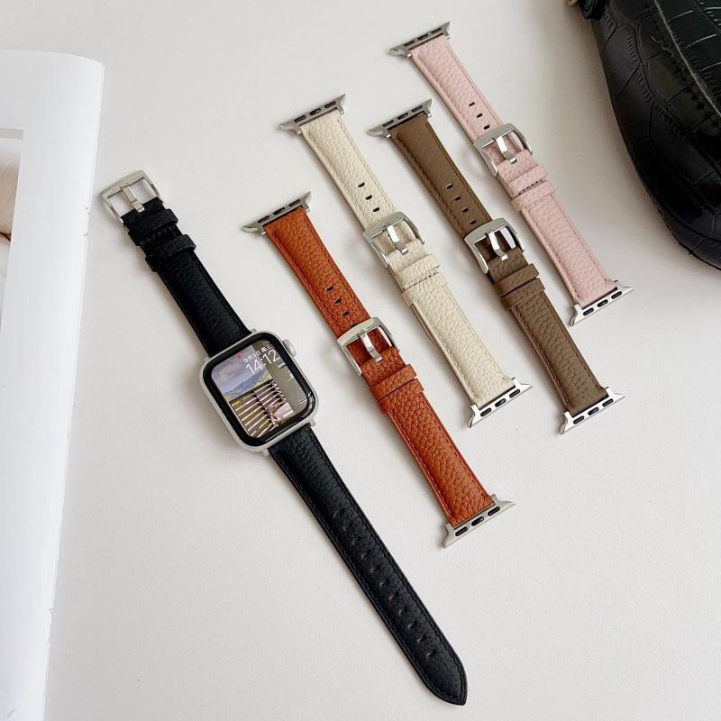 Curea compatibilă din piele pentru Apple Watch S10 - Model litchi, iWatch 9876, SE, Ultra