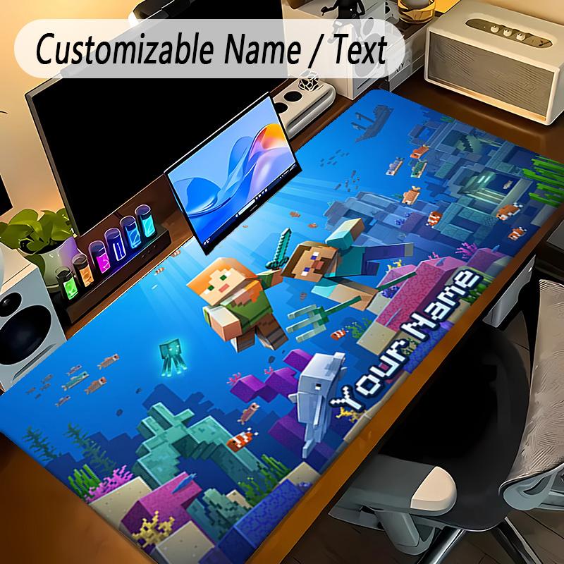 Large Mouse PadMinecraft Custom Name Text Personalized Desk Mat Non Slip Gaming Pad