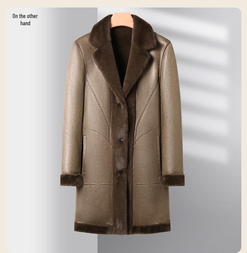 Men's Double-Sided Sable Fur Mid-Length Winter Coat