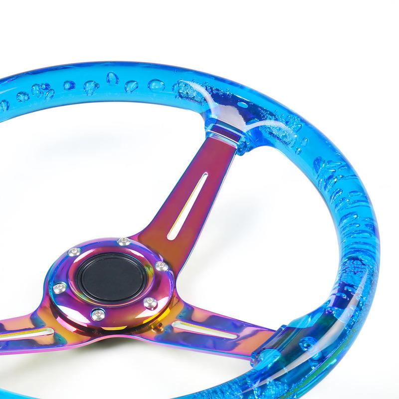 14inch 350MM Acrylic Steering Wheel & Horn Button 6 Holes Neo Chrome Steering Wheel Depth 71MM BX102089
