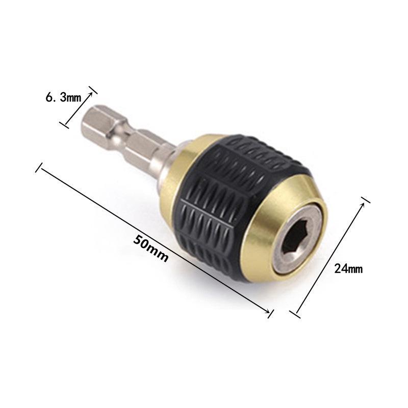 1/4" Hex Shank Anti-Slip Rubber Sleeve Quick Change Electric Drill to Screwdriver Adapter with Three-Jaw Chuck