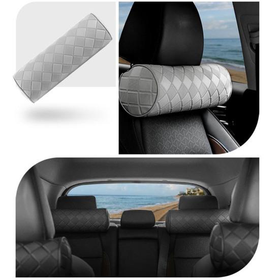Car Headrest Pillow for Driving Faux Leather Memory Foam Ergonomic Neck Support Universal Fit Head Rest Travel Cushion for Most Vehicles