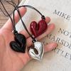 Red Heart Pendant Necklace Vintage 80S Aesthetic Love Inspired Choker New Fashion Romantic Heart Necklace for Women
