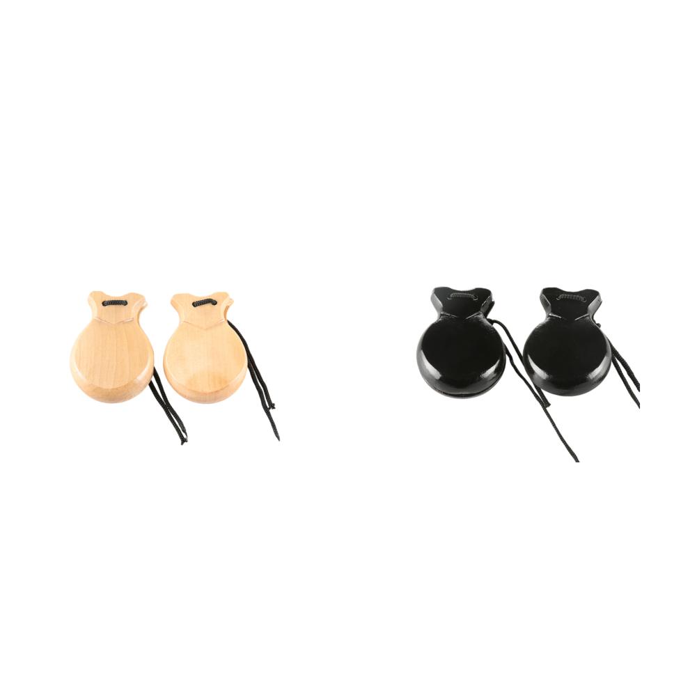 2/4Pcs Wooden Spanish Castanets Finger Castanet &Rope Traditional Flamenco Castanet Beginners Percussion Orff Music Instrument