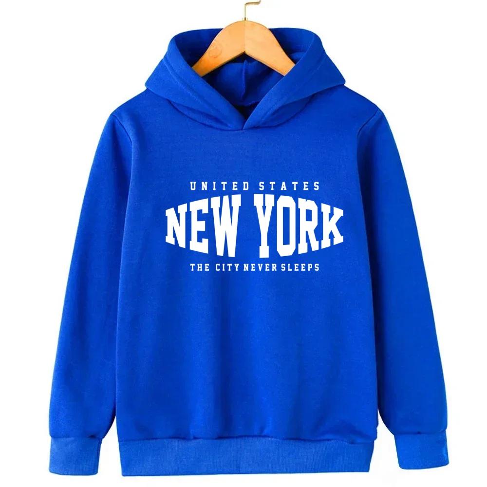 New York Jungen und Mädchen Hoodies Herbst/Winter Hoodies Langarm Klassische Lässige Minimalistische Jacken Kinder Buchstaben Hoodies