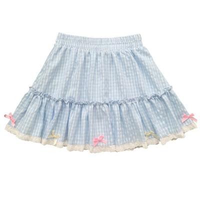 Kawaii Lolita Modrá kockovaná mini sukňa Dámska Y2k Estetika Mašľa Krátke sukne Japonský Preppy štýl Skladaná Vílovská sukňa 2024