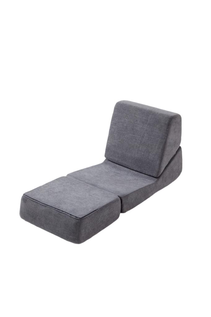 Small Couch Sofa Bed for Adults, Foldable Sofa Bed, Chaise Longue, Convertible Foam Floor Sofa, Mini Lounge Sofa with Triple Foldable Mattress, Grey