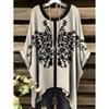 Camisetas Oversize Estilo Bohemio Chic Estampado Étnico Vintage Sencillo Dobladillo Irregular Cuello Redondo Top para Mujer Moda Versátil Ropa de Mujer