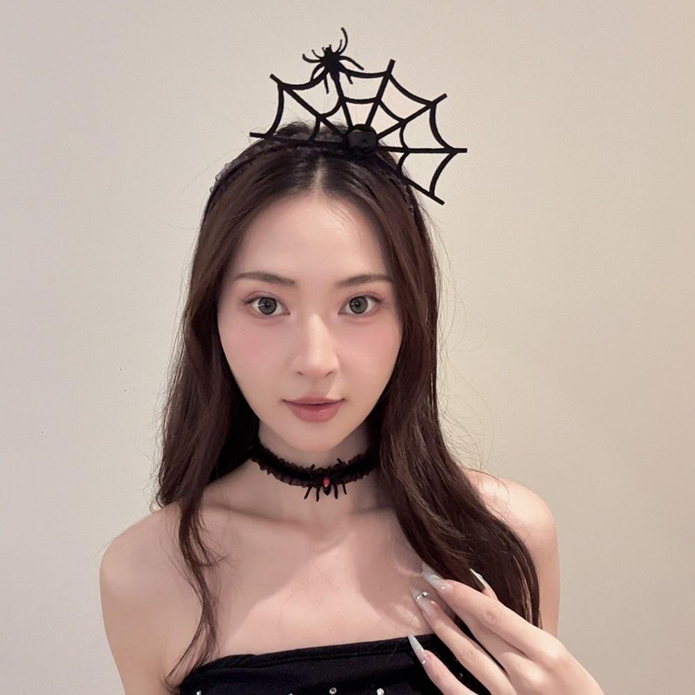 Non-slip Spider Web Headband Halloween Spider Hair Hoop Spider Hairband Female Use