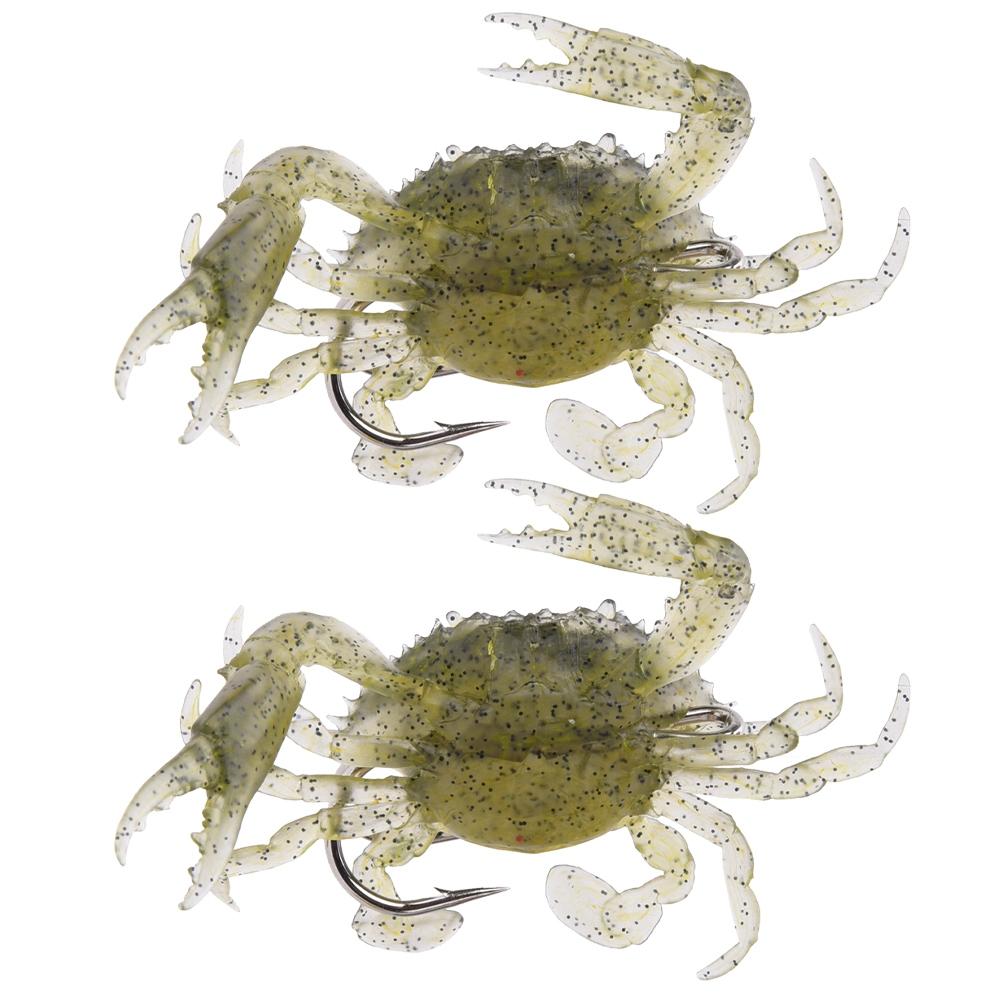 2 pcs Silicone Soft Fishing Lures Artificial Bait Crab with Sharp Hooks Fish Tackle Accessories1#