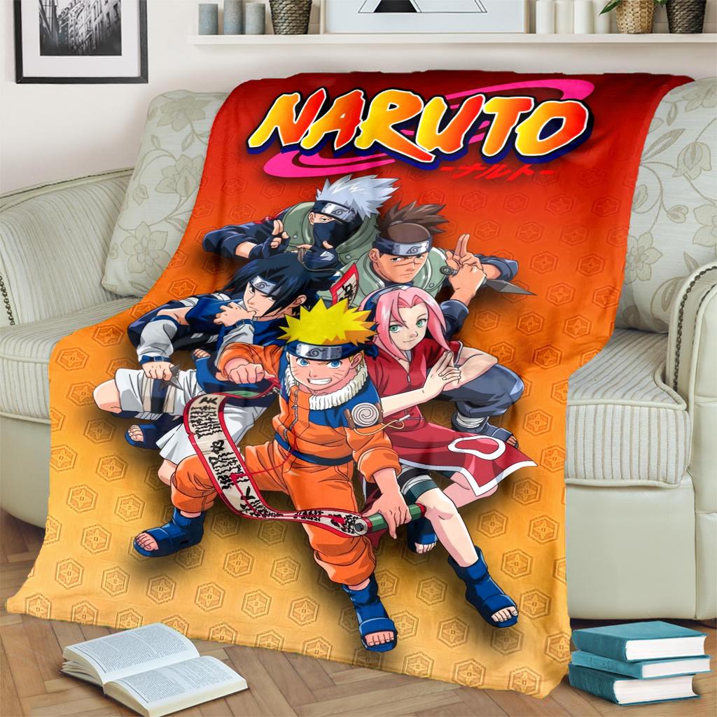 Anime-Naruto Print Blanket Warm Comfortable Flannel Blanket for Bedrooms, Sofas, Beds, Chairs, Picnics, Travel -LXR46