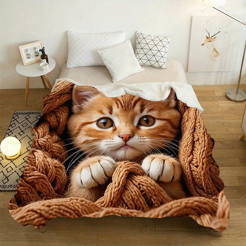 

Cute Cat Pattern Blanket , Warm and comfortable throw blanket sofa bed sofa camping trip, the best gift. 75x90cm