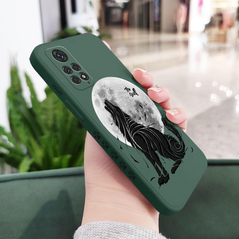 

Moon Lone Wolf Phone Case For Xiaomi Redmi Note 14 13 12 11 11S 11T 10 10A 10T 10S 9T 9 8 7 Pro Plus 10C 9A 9C 9T 4G 5G Cover Redmi Note 13 Pro 4G темно-зеленого