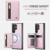For Samsung Galaxy S26 Ultra Case JEEHOOD J12 Magnetic Detachable Zipper Wallet Kickstand Leather Back Cover Compatible with MagSafe