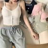 New Tank Top Ribbed Halter Crop Tops Women Summer Camis Button Backless Camisole Fashion Knit Tube Lady Sleeveless Cropped Vest