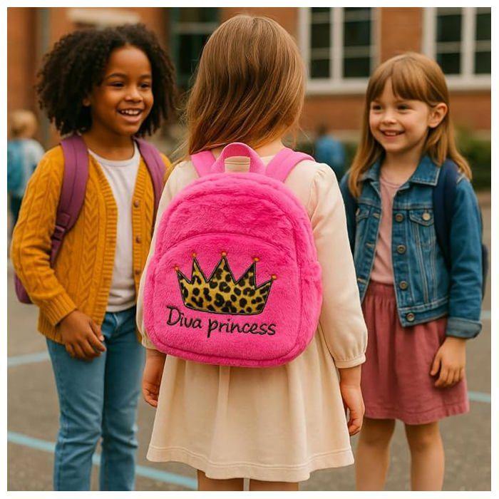 Sac à Dos Fille - Diva Princess - 27cm - Peluche Douce - Idéal Maternelle