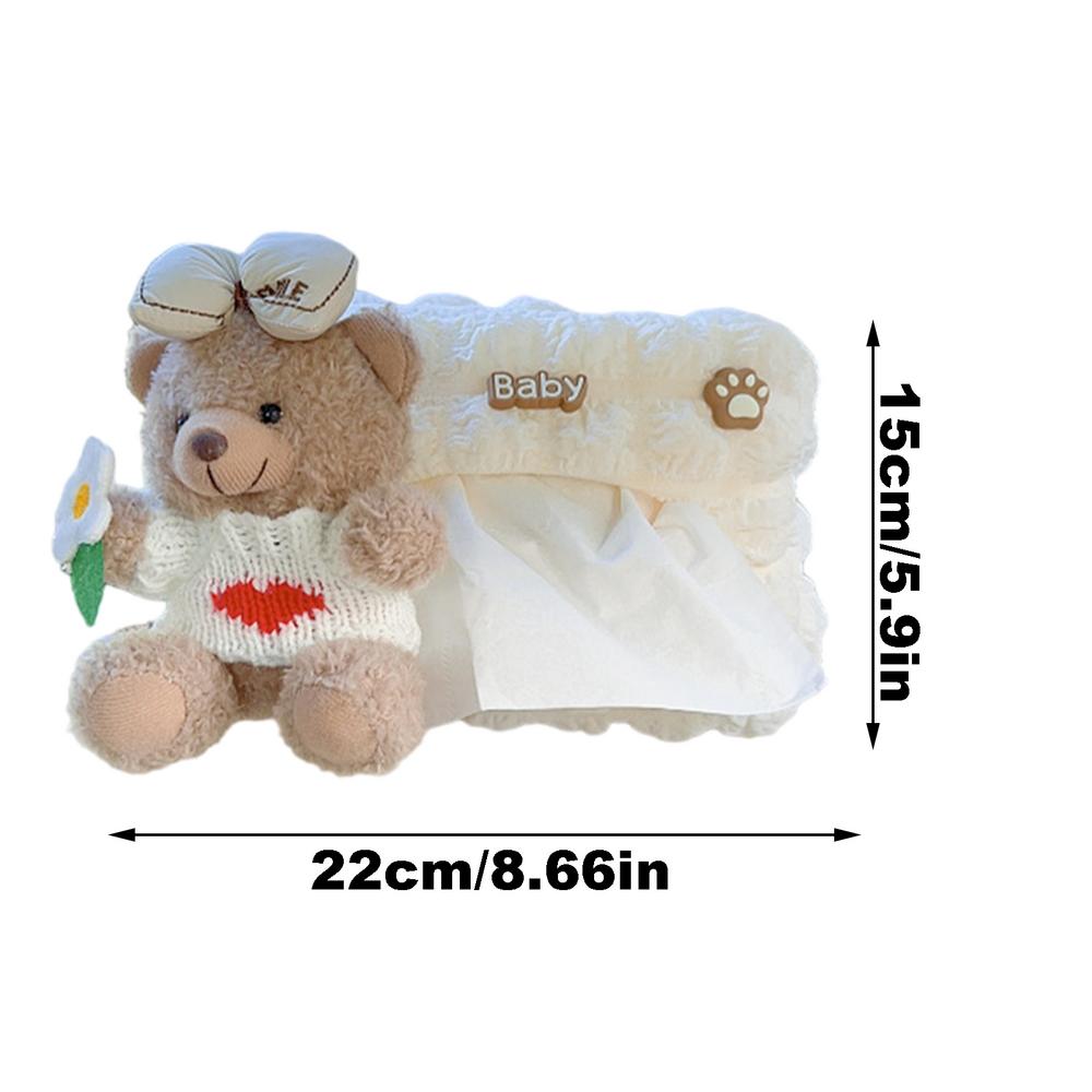Car Bear Plush Tissue Box Animals Car Seatback Napkin Supplies Car Animals Bear Facial Tissue Container for Car Home Rvs Trucks