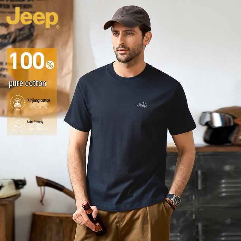 Jeep Men's 100% Cotton Short Sleeve Round Neck T-Shirt