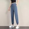 Women's Summer Ice Silk Wide-Leg Lantern Sweatpants: Loose, Cuffed, Plus Size, Slimming Fit