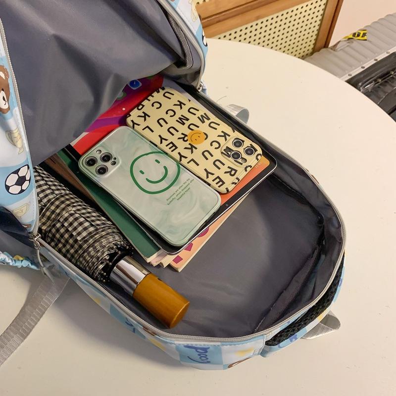 Schoolbag Student School Bag Female Korean Version Cute Cartoon Fashion Printed Backpack High Value Large Capacity Burden Reduction Backpack