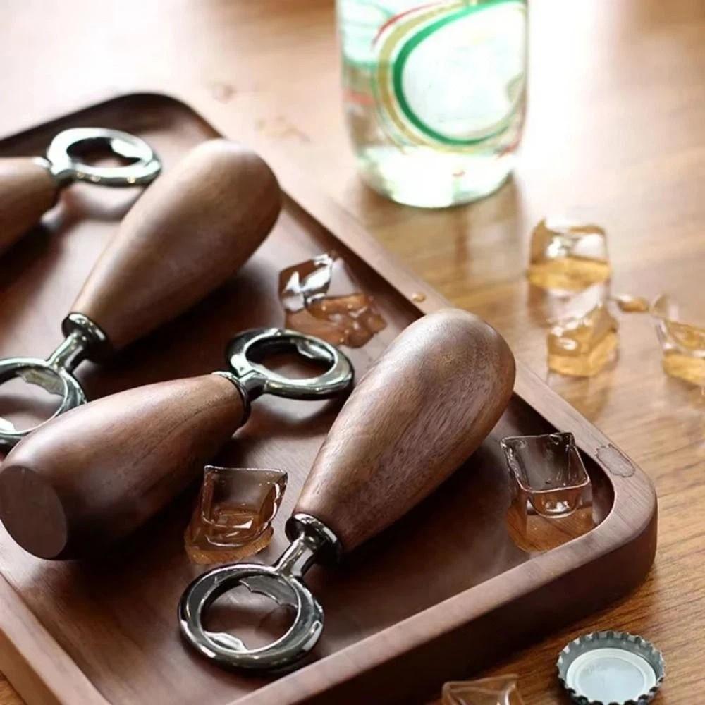 Stainless Steel Beer Bottle Opener Creative Wooden Bottle Opener Beer Can Opener Kitchen Tools