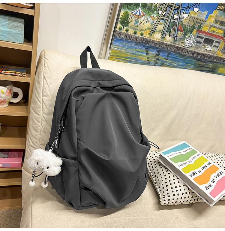 School bag versatile simple solid color college student school bag Korean version ins large capacity casual backpack light travel shoulder bag