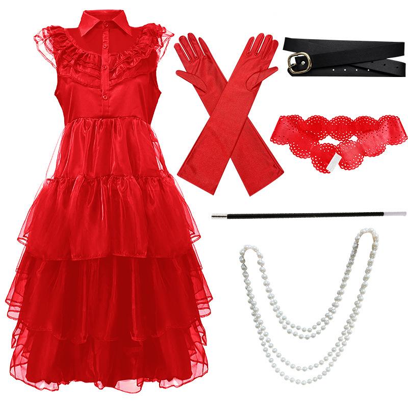 New Halloween red dress, underworld archmage suit, beetle juice role-playing suit