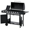 Gas Grill with 7 Burners, Incl. Thermometer, BBQ Grill, Mobile Grill, Black