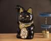 Glückskatze Schmuck Katze Rechte Pfote erhoben Keramik Glückskatze Maneki Neko Glücksbringer Feng Shui Ornament (M-GRÖSSE Schwarz) / _ (jw_M Schwarz)