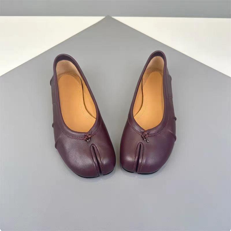 Split Toe Women Ballet Flat Shoes Soft Comfortable Walking Footwears Retro Slip-on Loafers Ladies Office No Slip Shoes 35