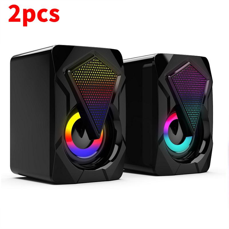 X2 Speakers Computer Led Light Subwoofer For Pc Computer Theater Usb Soundbox