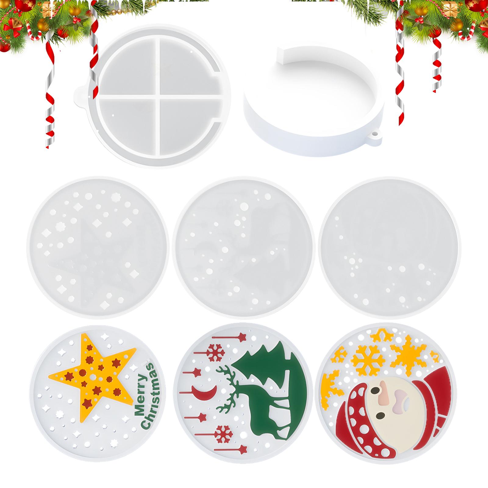 

3pcs Christmas Hollow Transparent Snowman Elk Christmas Tree Theme Sign Silicone Mold Winter Reusable Christmas Silicone Mold China Mainland