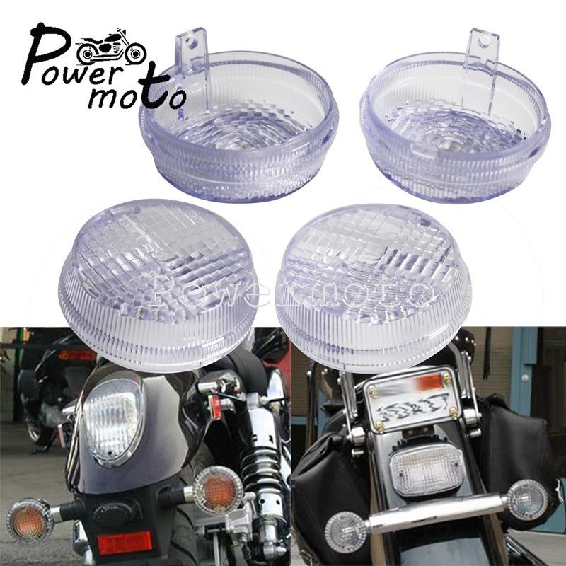 2/4 Universal Front & Rear Turn Signal Lens 2.75" Indicator Lense Cover For Honda Kawasaki Cruisers VTX VN Vulcan 1300 1600 1800