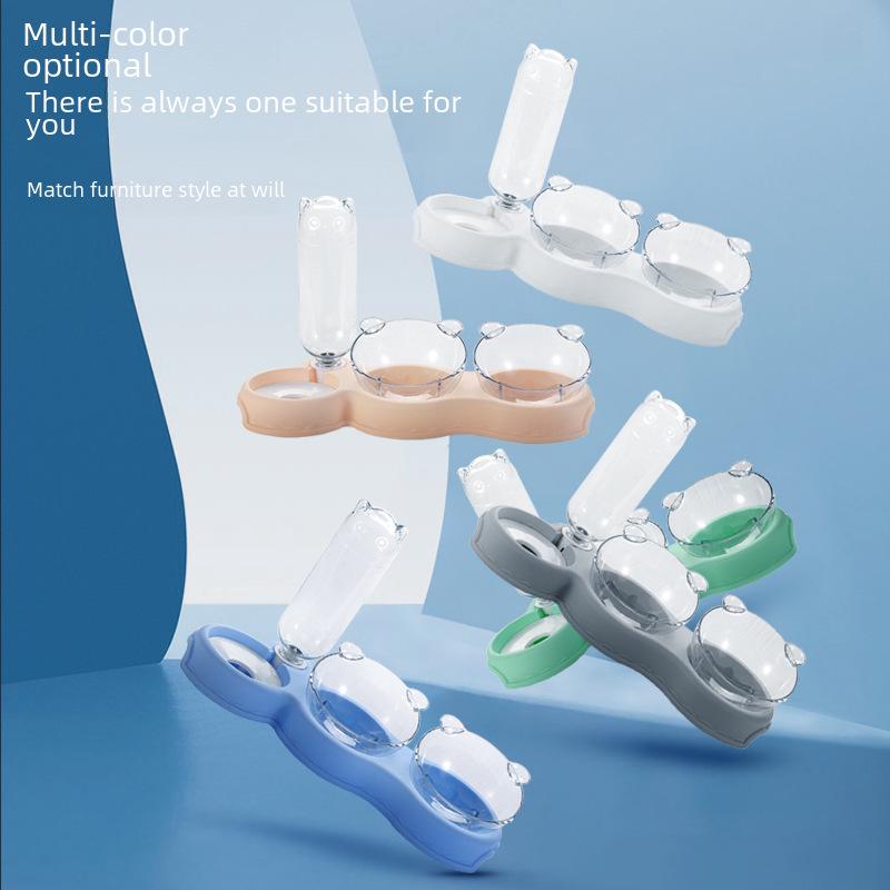 Dreifach-Napfset für Katzen und Hunde: Auslaufsicherer Doppelnapf mit automatischer Wasserzufuhr