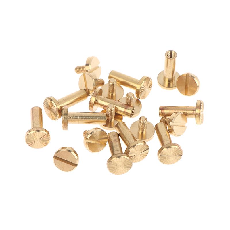 10Pcs Solid Brass Binding Chicago Screws Belt Screw Nail Stud Rivets For Photo Album Leather Craft Belt Wallet Fasteners