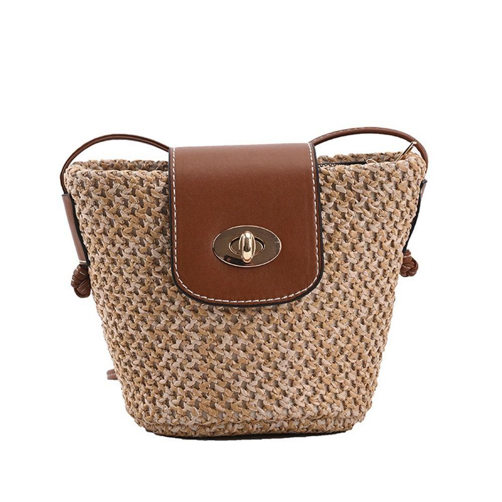 

Mini Straw Bag Bohemian Style Woven Bags for Women Fashionable Handbag Wallet L