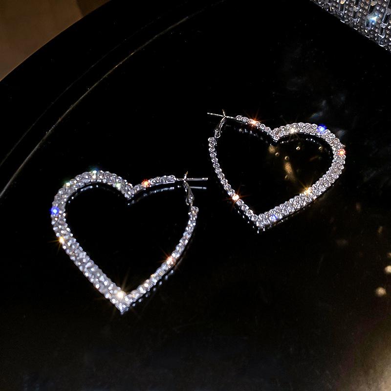 European and American Silver Needle Zircon Earrings: High-End, Versatile, Exaggerated Personality Design