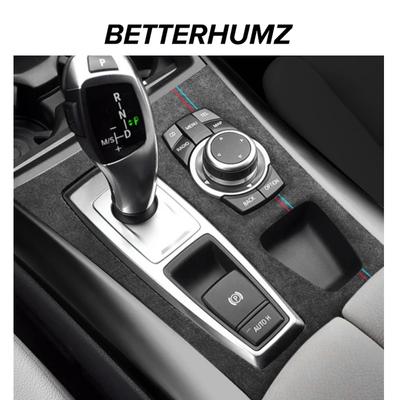 Alcantara Kryt panelu řadicí páky pro BMW X5 X6 E70 E71 Rám úložného boxu Dekorační výkonová nálepka Interiérové doplňky