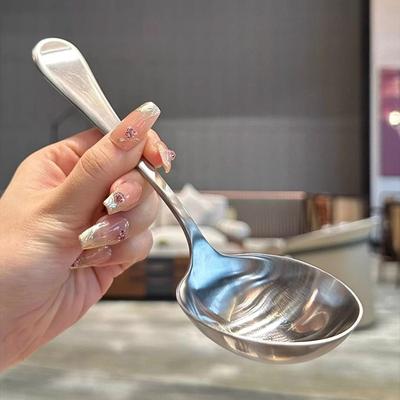 Colher de Sopa Grande 19cm Aço Inoxidável 316L Lavável na Máquina de Lavar Louça Colheres de Jantar com Borda Arredondada, Cabo Longo Colheres de Sopa Grandes, 1 peça