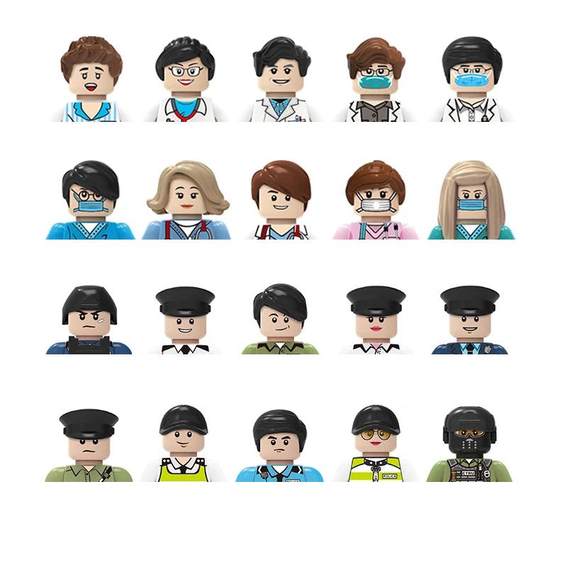 Non-Toxic City Characters Action Figures Building Blocks Policeman Teacher Fireman Occupation Mini Figurine Dolls Bricks Set Children Toys