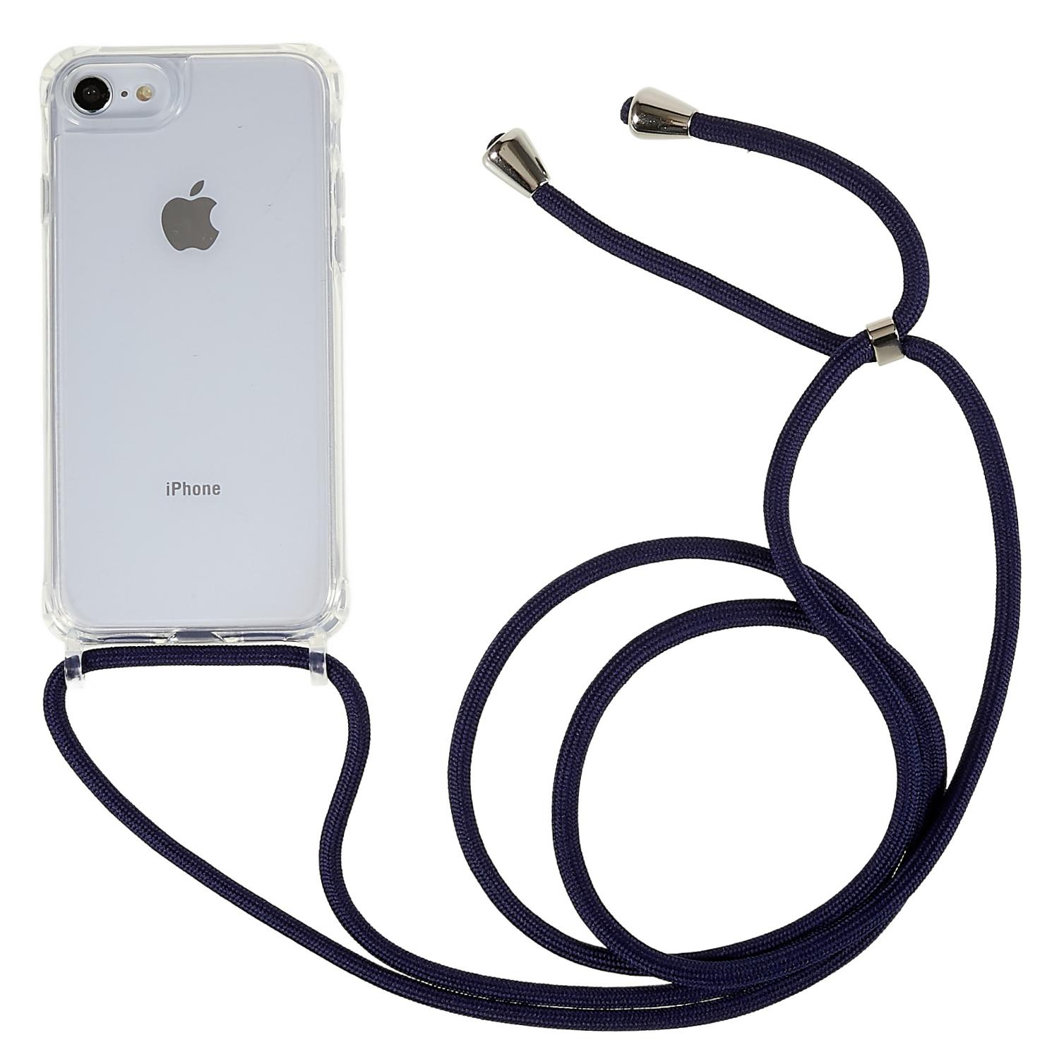 

Back Case for iPhone 7/8/SE (2020)/SE (2022),Fall Protection Clear TPU+Acrylic Phone Cover with Lanyard Dark Blue